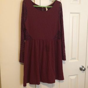 Maroon Long Sleeve Dress
